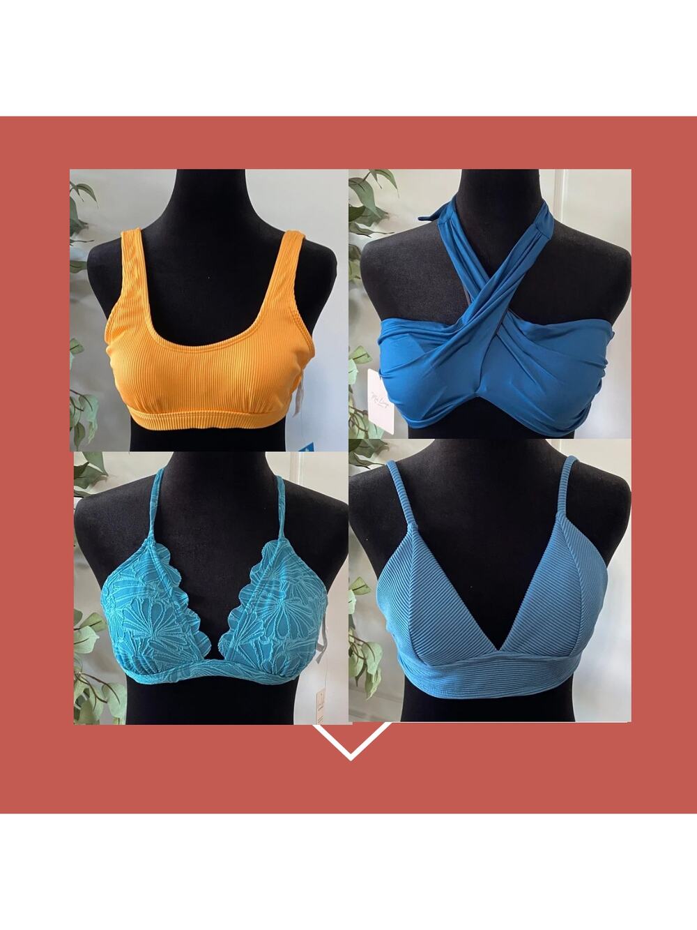 Lot of 4 CUPSHE Bikini Swim Tops Size Small NWT Womens Swimwear